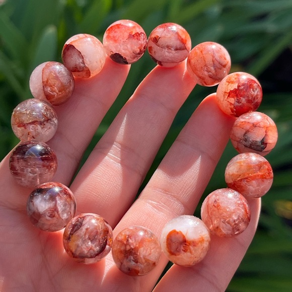 14mm stretchable fire quartz bracelet 0332 - Picture 1 of 7